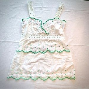 Anthropologie Lu Lu Lamé tiered-front strapped top